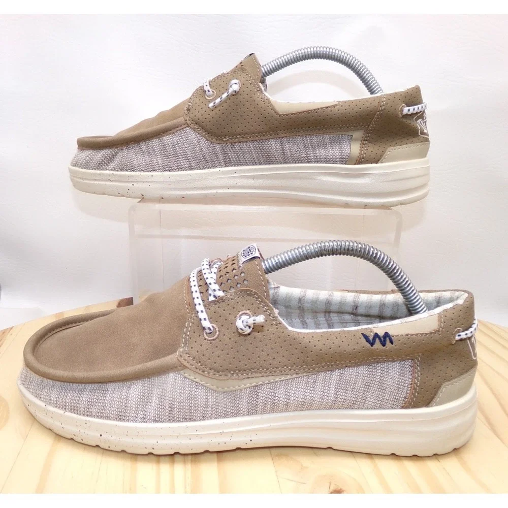 Hey Dude Welsh Grip Mix Slip On Shoes Mens Brown Size 8 Boat Shoes Casual